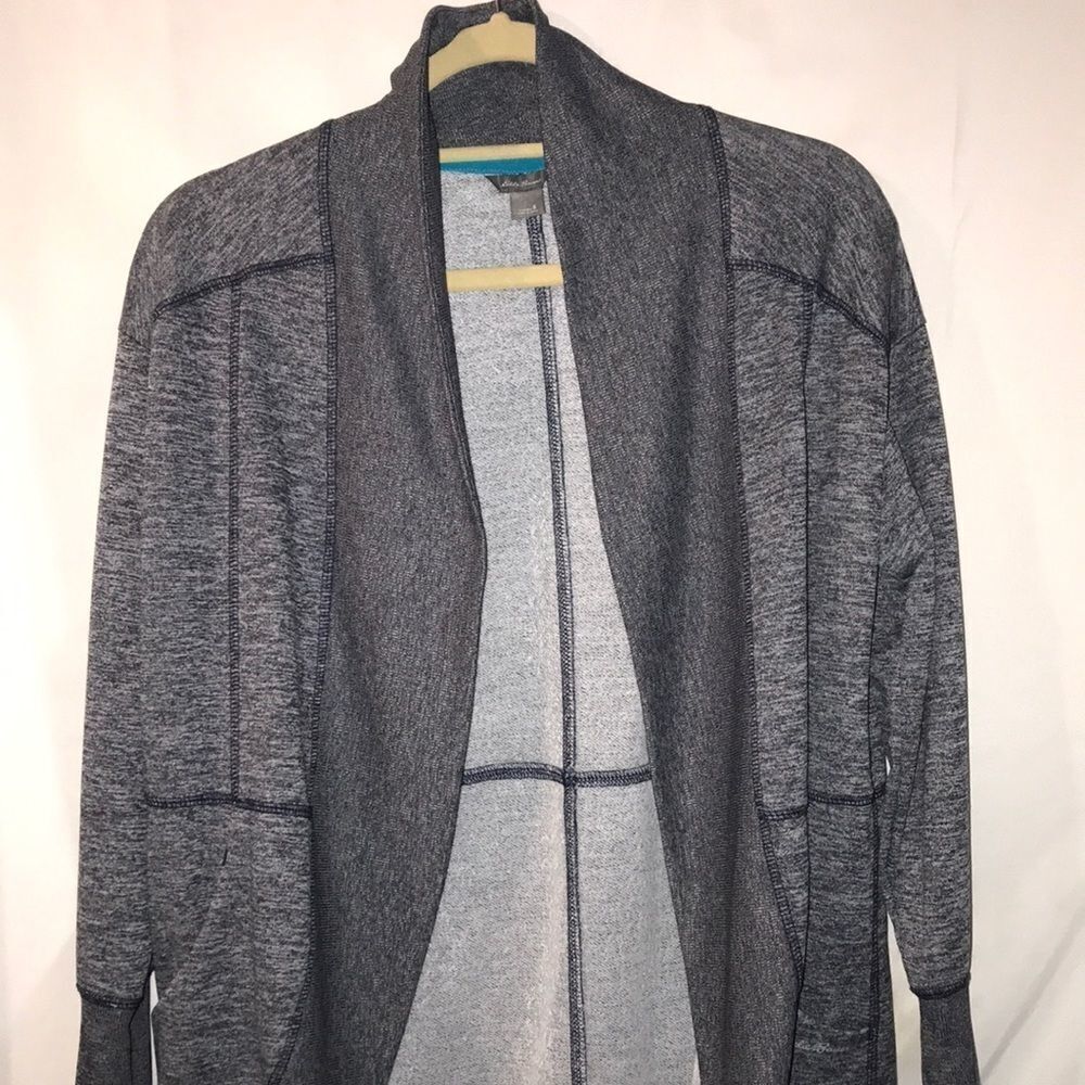 Eddie Bauer Women's Shawl Lapel Knitted‎ Long Sleeve Open Front Cardigan Sz S
